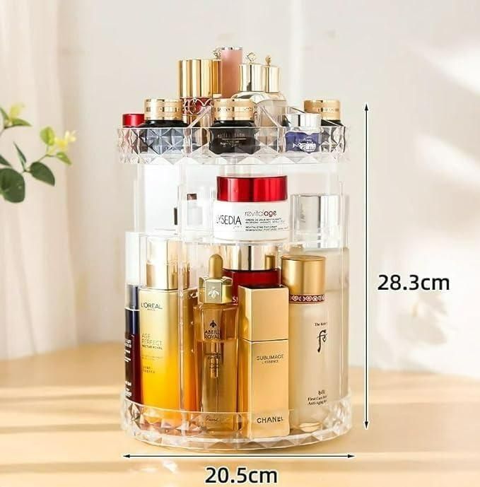 Makeup Organizer Adjustable 360 Rotation Box Case