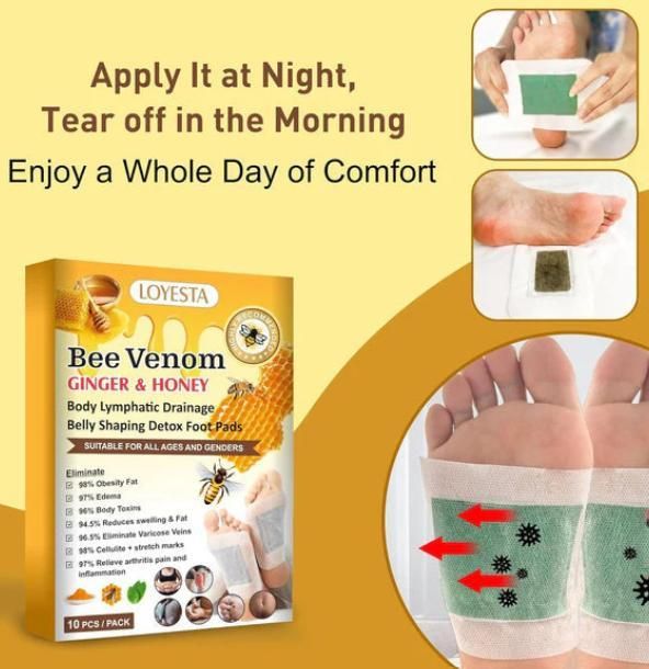 Bee Venom foot patch, Beneficial  in Body Detox, Weight loss, Pain Relief, Cleansing Toxins, Stress Relief, Promote Sleep & Detoxification For Men And Women(Pack of 10 )